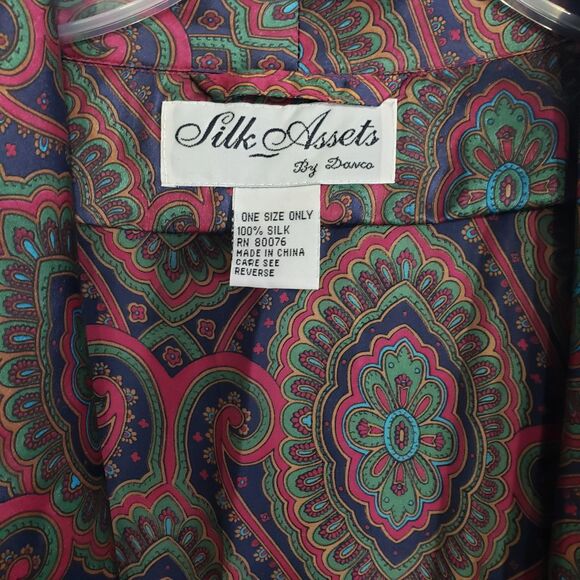 Silk Assets Men's 100% Silk Long Belted Robe, One Size - Picture 3 of 7